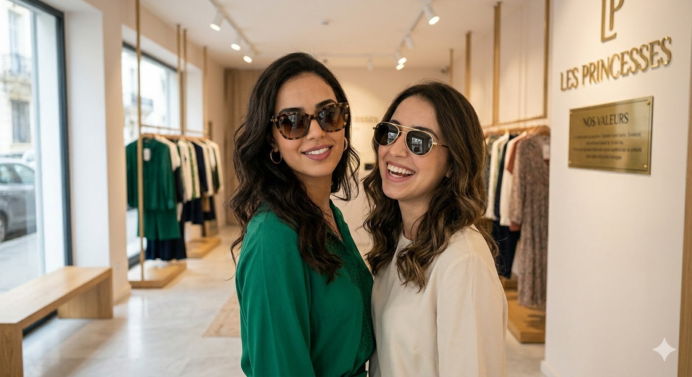 Two models wearing sunglasses — Nos valeurs